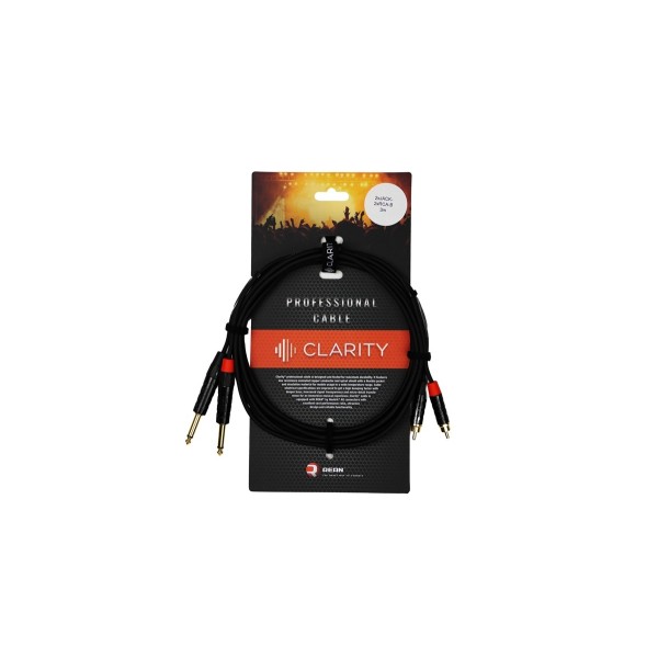 Комутаційний кабель Clarity 2xJACK-2xRCA-B/3m