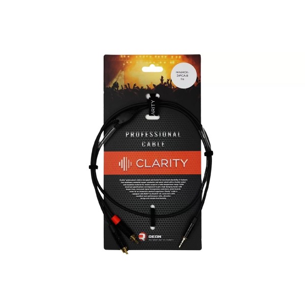 Комутаційний кабель Clarity miniJACK-2xRCA-B/1m
