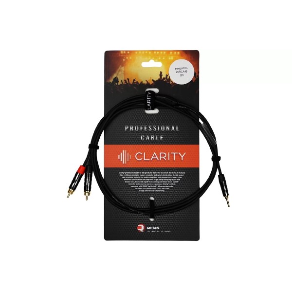 Комутаційний кабель Clarity miniJACK-2xRCA-B/2m