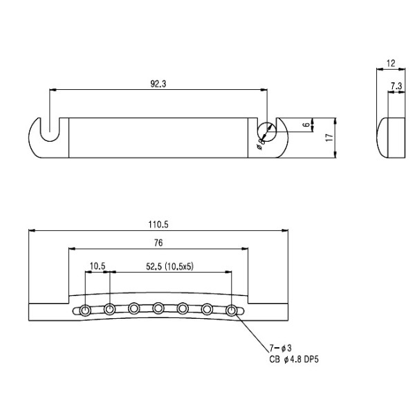 Тейл для Tune-o-matic бриджу 7-струнної електрогітари PAXPHIL TS007 (Black)