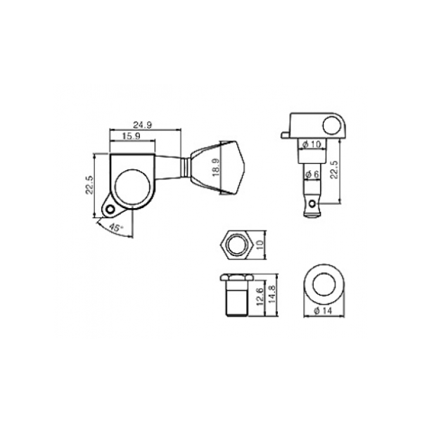Колки для електрогітари PAXPHIL J04 6-in-line (CR)