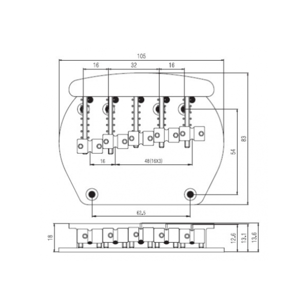 Бридж для 5-струнної бас-гітари PAXPHIL BB523 (CR)