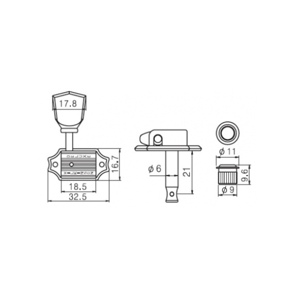 Колки для електрогітари PAXPHIL WJ-44 3 + 3 (BK)