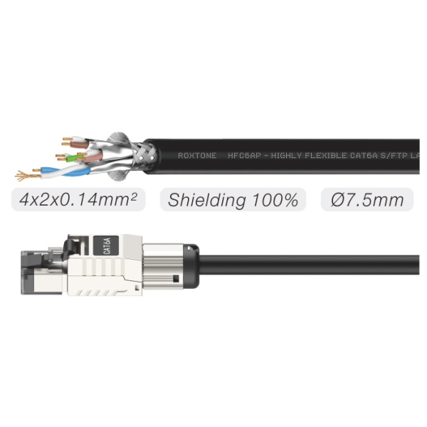 Кабельний барабан з гнучким кабелем категорії 6 ROXTONE DC6PEE4L50, 50 м