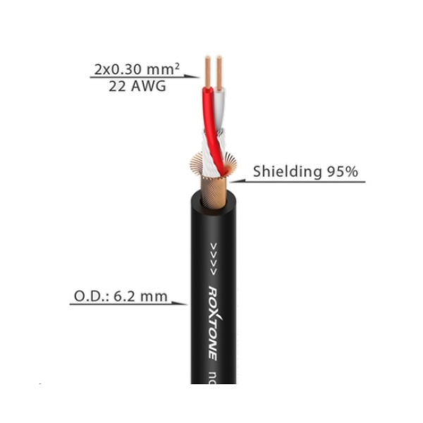 Кабель мікрофонний Roxtone MC230, 2х0.3 кв. мм, зов. діаметр 6.2 мм, 100 м