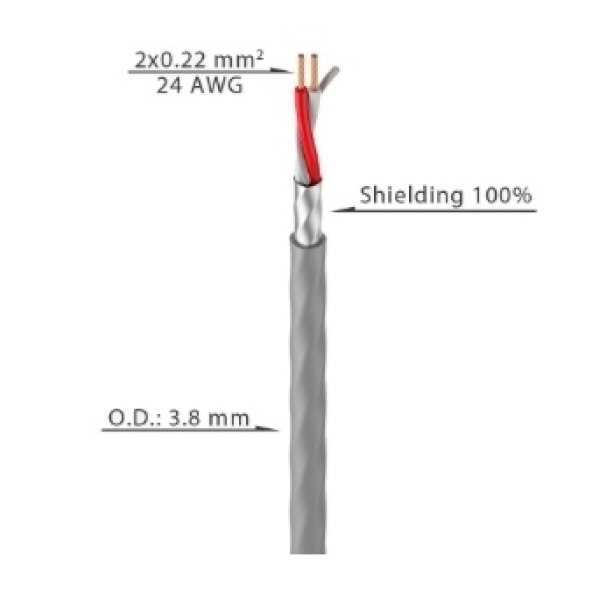 Мікрофонний кабель Roxtone MC036-200, 2x0,22 кв.мм, вн.діаметр 3,8 мм, 200 м