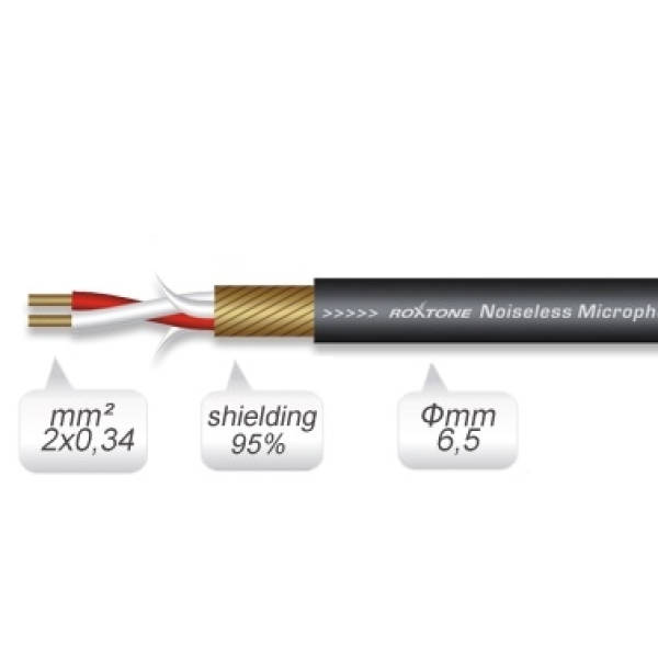 Мікрофонний кабель Roxtone MC006, 2х0.34 кв. мм, зн. діаметр 6,5 мм, 100 м