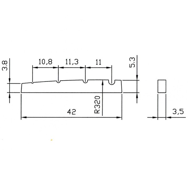 Верхній поріжок для бас-гітари PAXPHIL NT004 (White)