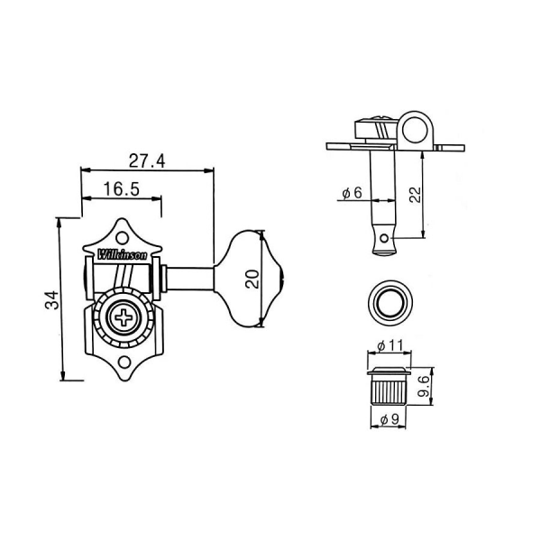 Кілки для акустичної гітари PAXPHIL WJ-28 3+3 BK