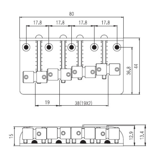 Бридж для бас-гітари PAXPHIL BB019 (CR)
