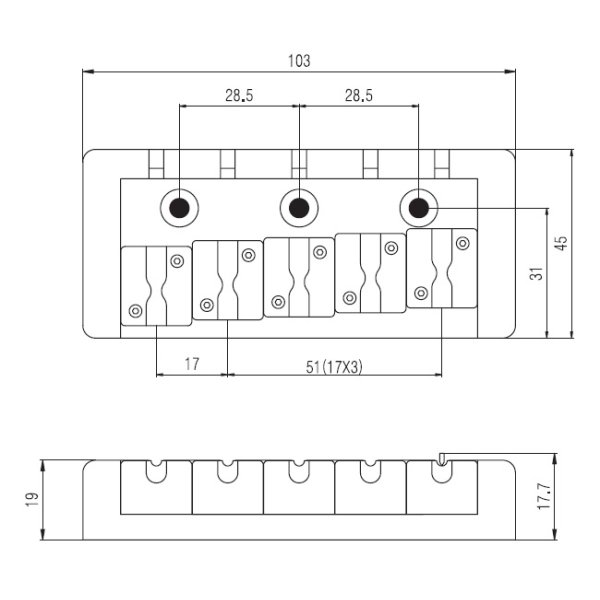 Бридж для 5-струнної бас-гітари PAXPHIL BB008 (CHROME)