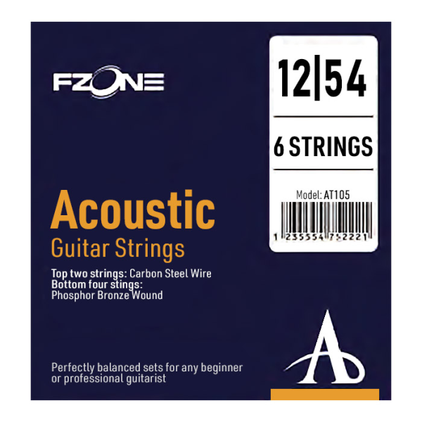 Струни для акустичної гітари FZONE AT105 ACOUSTIC PHOSPHOR BRONZE (12-54)