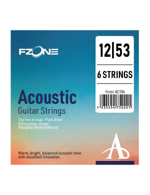 Струни для акустичної гітари FZONE AC104 ACOUSTIC PHOSPHOR BRONZE (12-53)