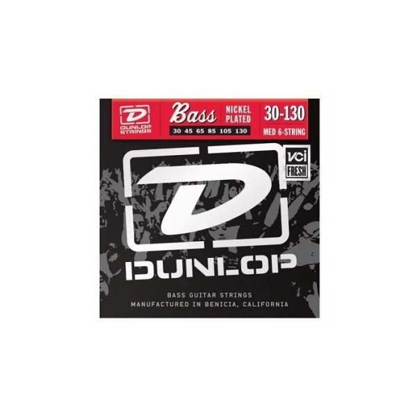 Струни для бас-гітари DUNLOP DBN30130 NICKEL PLATED STEEL MEDIUM 6 STRING (30-130)