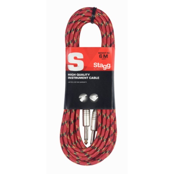 Інструментальний кабель Jack 6.3 мм моно тато - Jack 6.3 мм моно тато STAGG SGC6VT RD Інструментальний кабель Jack 6.3 мм моно тато - Jack 6.3 мм моно тато STAGG SGC6VT RD