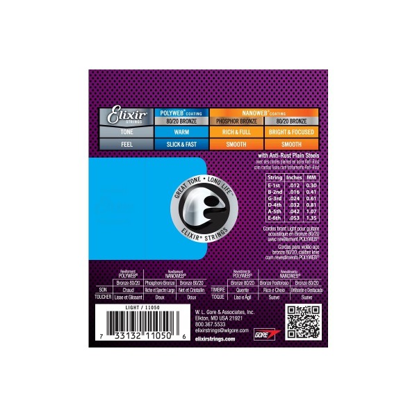 Струни для акустичної гітари Elixir AC PW CL