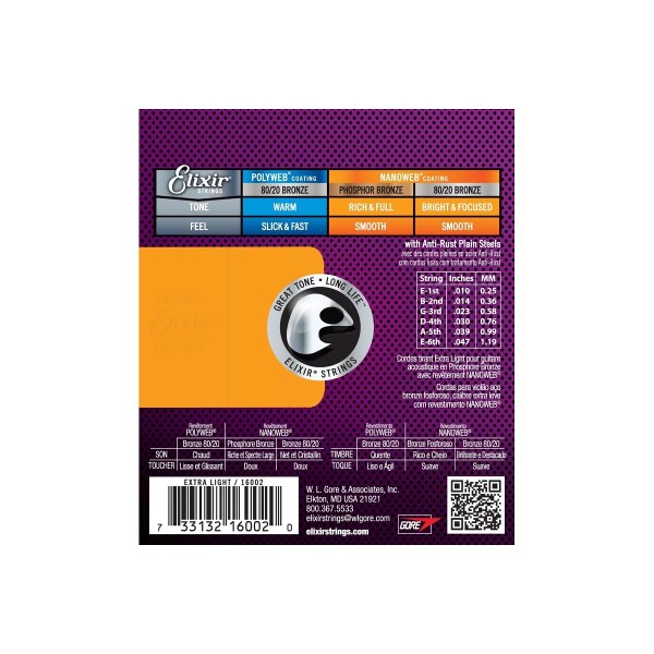 Струни для акустичної гітари Elixir PB NW EL