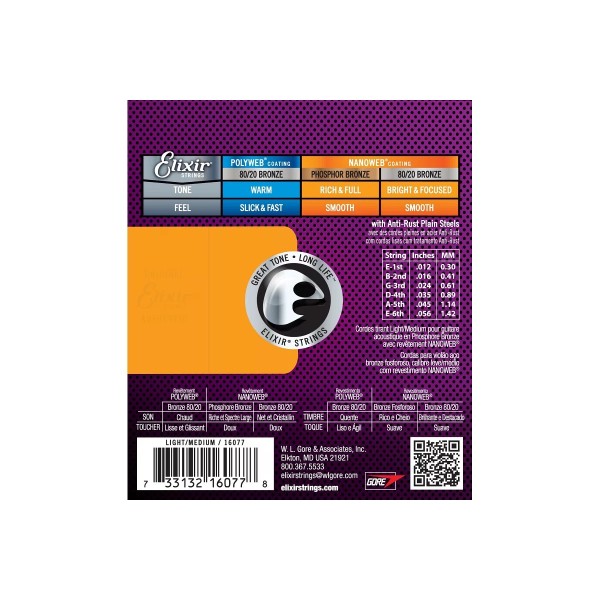 Струни для акустичної гітари Elixir PB NW LM