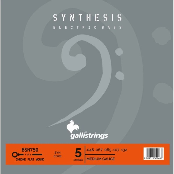 Струни для бас-гітари Gallistrings BSN750 (.048-.132), Synthesis, MEDIUM, Synthetic/Chrome