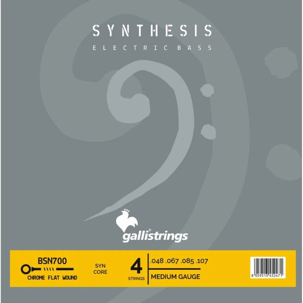 Струни для бас-гітари Gallistrings BSN700 (.048-.107), Synthesis, MEDIUM, Synthetic/Chrome