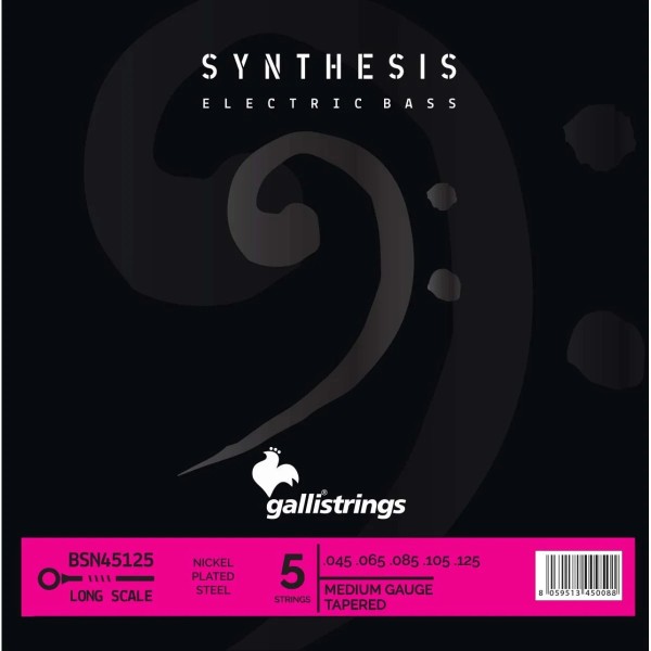 Струни для бас-гітари Gallistrings BSN45125 (.045-.125), Synthesis, MEDIUM TAPERED, Nickel