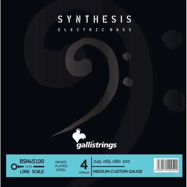 Струни для бас-гітари Gallistrings BSN45100 (.054-.100), Synthesis, MEDIUM CUSTOM, Nickel