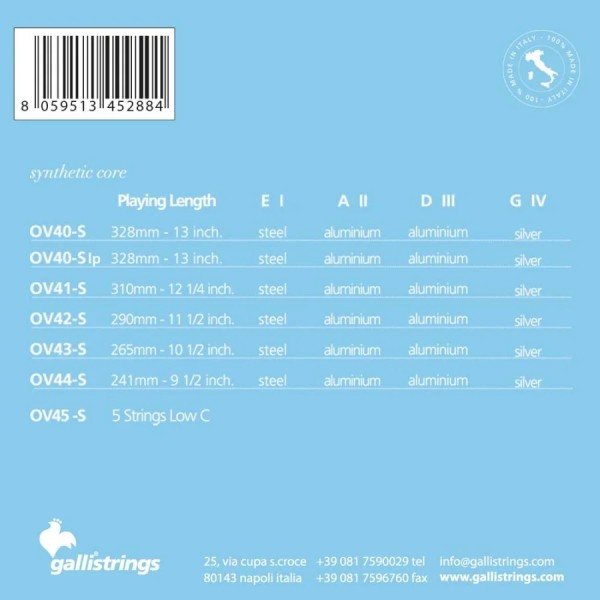 Струни для скрипки Gallistrings OV40-S, 4/4 Ouvertune, MEDIUM, Synthetic Струни для скрипки Gallistrings OV40-S, 4/4 Ouvertune, MEDIUM, Synthetic