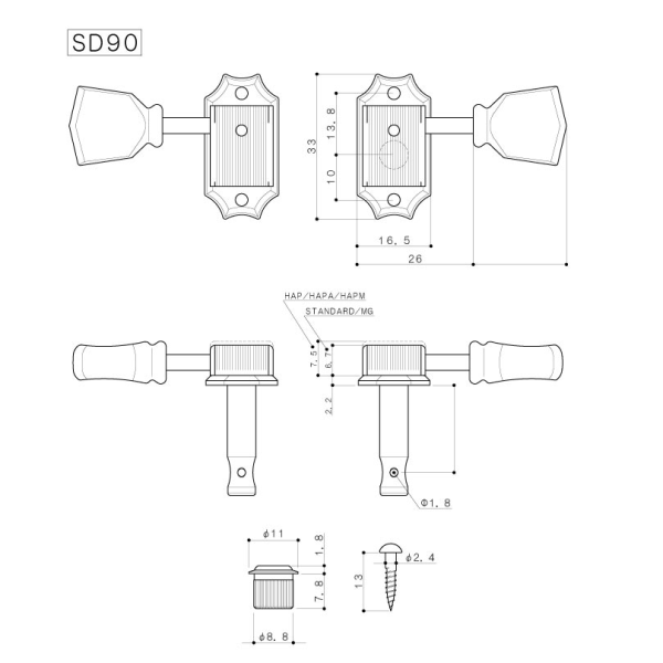 Колки для електрогітари GOTOH SD90-SL N