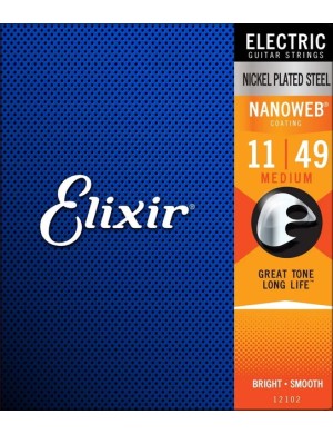 Комплект струн для электрогитары Elixir 12102 Nanoweb Nickel Plated Steel Medium 11-49 (EL NW M)