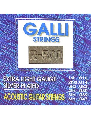 Струны для акустической гитары Gallistrings R-500 (.010-.047), EXTRA LIGHT, Silver