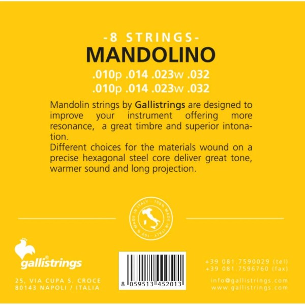 Струни для мандоліни Gallistrings M158 (.010-.032), LIGHT, Silver Струни для мандоліни Gallistrings M158 (.010-.032), LIGHT, Silver