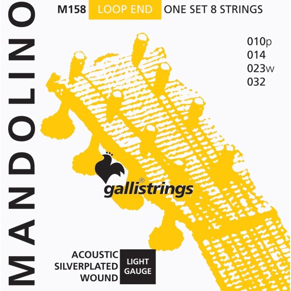 Струни для мандоліни Gallistrings M158 (.010-.032), LIGHT, Silver Струни для мандоліни Gallistrings M158 (.010-.032), LIGHT, Silver