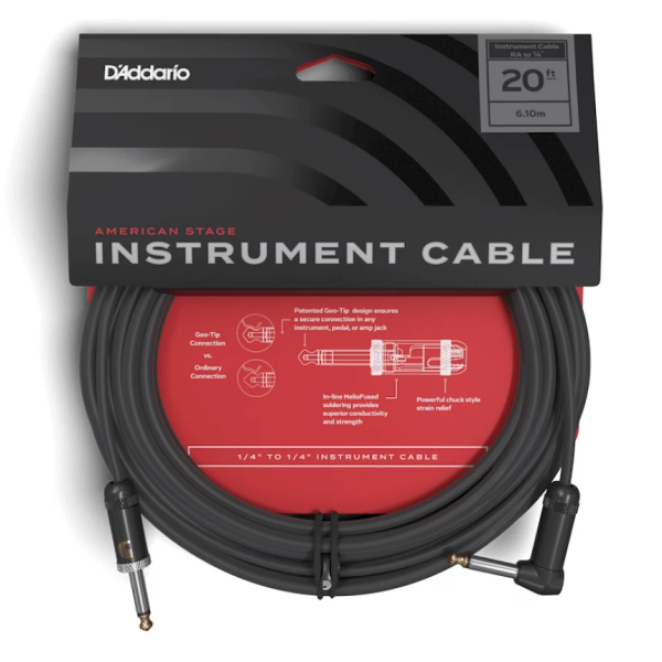 Інструментальний кабель D'ADDARIO PW-AMSGRA-20 American Stage, Right to Straight (6m)