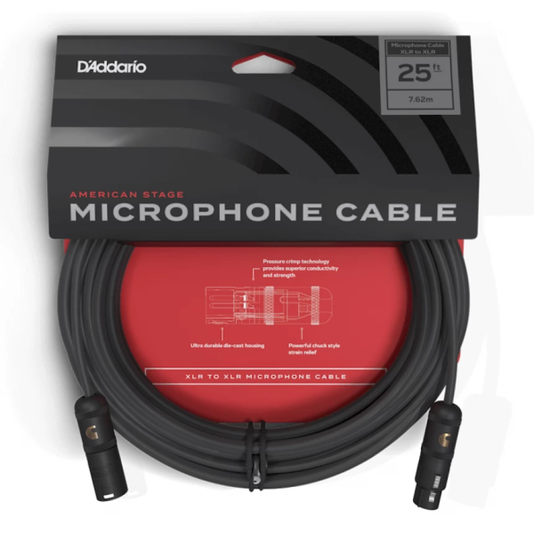 Мікрофонний кабель D'ADDARIO PW-AMSM-25 American Stage Microphone Cable (7.62m)