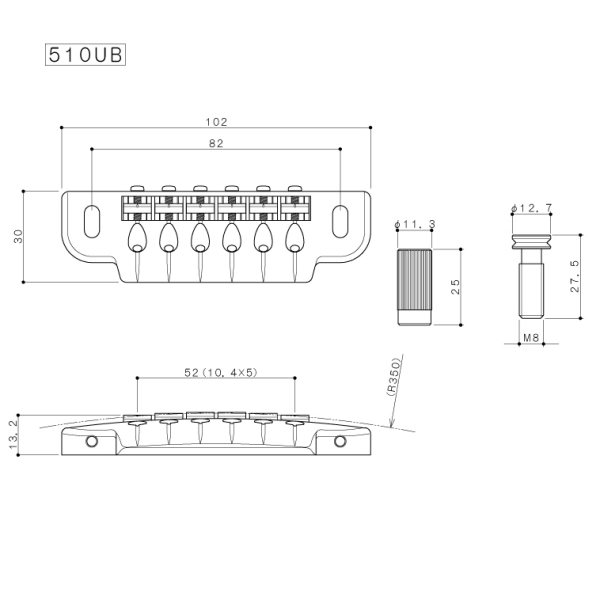 Бридж-Тейл типу Wraparound для електрогітари GOTOH 510UB GG