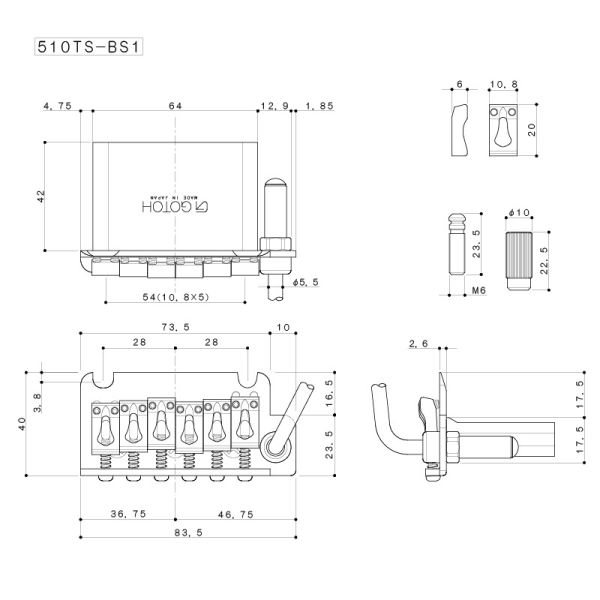 Тремоло для електрогітари GOTOH 510TS-BS1 (C)