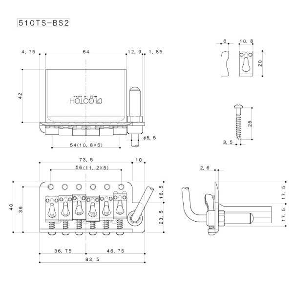 Тремоло для електрогітари GOTOH 510TS-BS2 (C)