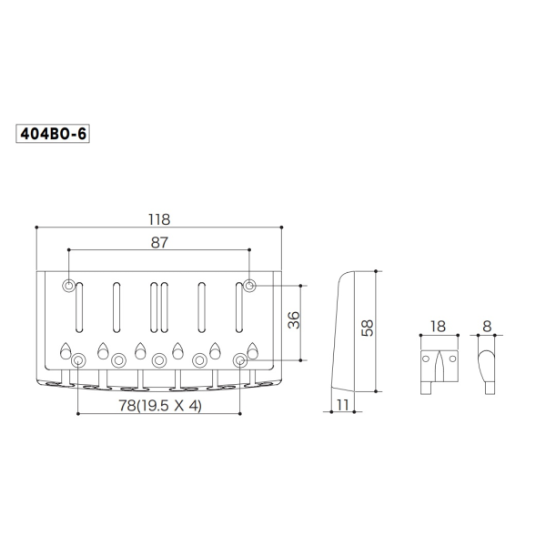 Бридж для бас-гітари GOTOH 404BO-6 (B)