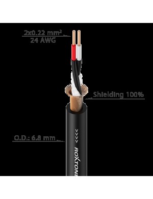 Микрофонный кабель 6,8мм 2x0.22мм ROXTONE MC005-BK-100m
