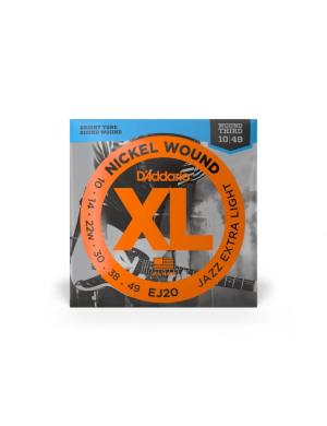 Комплект струн для электрогитары D'ADDARIO EJ20 XL NICKEL WOUND JAZZ EXTRA LIGHT (10-49)