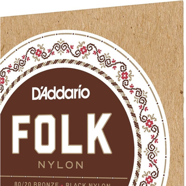Набір струн для класичної гітари DADDARIO EJ34 FOLK NYLON 80/20 Bronze Ball End Black Treble