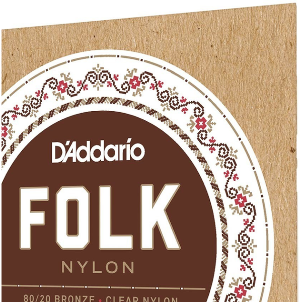 Струни для класичної гітари D'Addario EJ33 FOLK NYLON 80/20 Bronze Ball End Clear Treble
