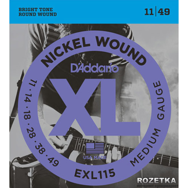 Набір струн для електрогітари DADDARIO EXL115 XL BLUES / JAZZ ROCK (11-49)