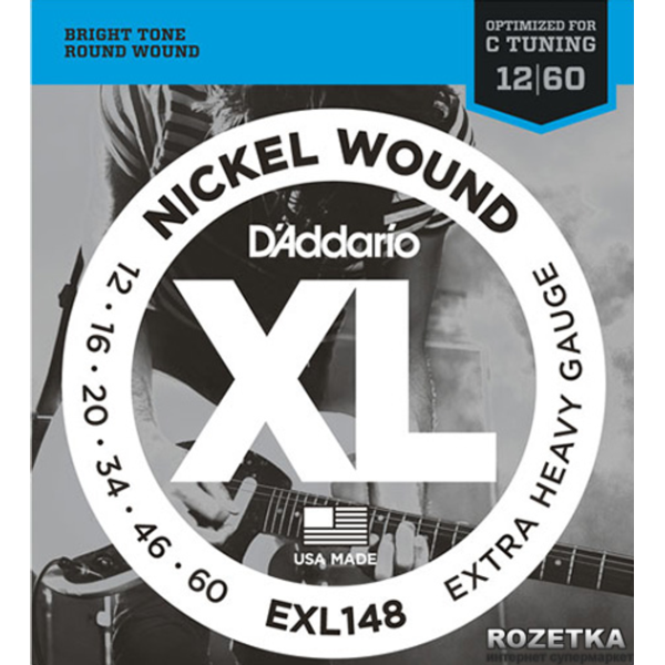 Набір струн для електрогітари DADDARIO EXL148 XL EXTRA HEAVY (12-60)