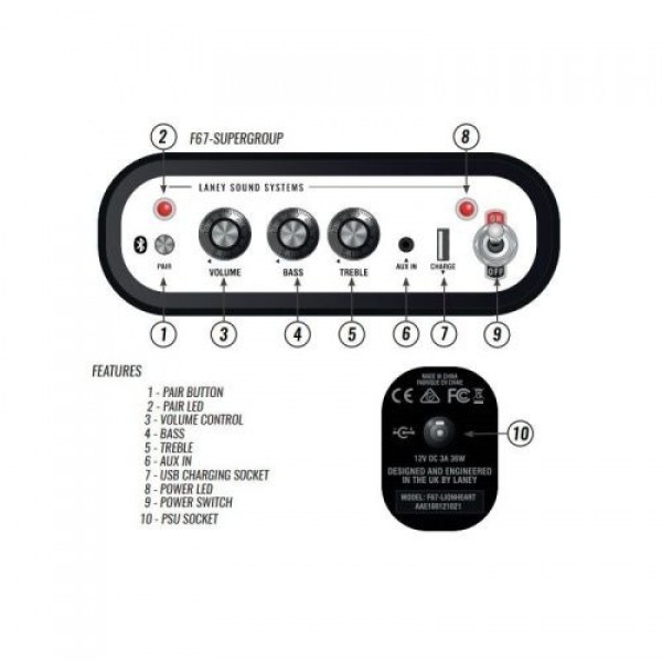 Бездротова портативна акустична система Laney F67 SUPERGROUP Бездротова портативна акустична система Laney F67 SUPERGROUP