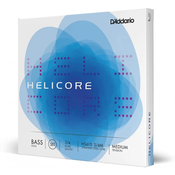 Комплект струн для контрабаса D'ADDARIO HELICORE SOLO BASS STRING SET 3/4 Scale Medium Tension