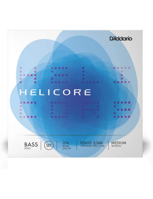 Комплект струн для контрабаса D'ADDARIO HELICORE SOLO BASS STRING SET 3/4 Scale Medium Tension