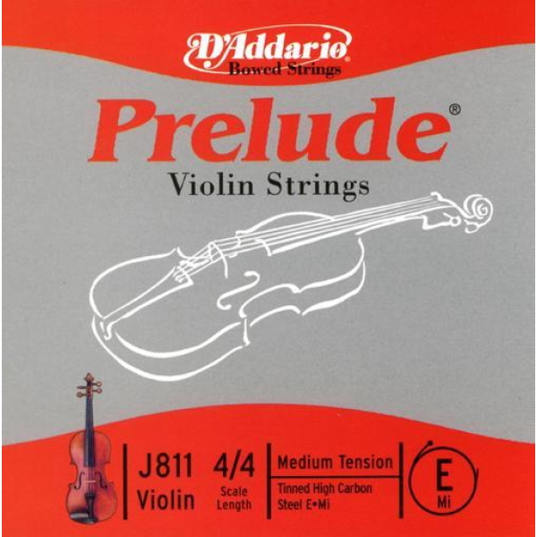 Струна мі для скрипки D'ADDARIO J811 PRELUDE VIOLIN SINGLE E STRING 4/4 Scale Medium Tension