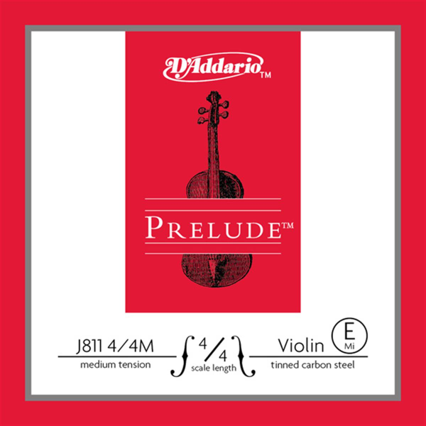 Струна мі для скрипки D'ADDARIO J811 PRELUDE VIOLIN SINGLE E STRING 4/4 Scale Medium Tension