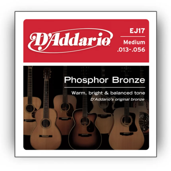 Набір струн для акустичної гітари DADDARIO EJ17 PHOSPHOR BRONZE MEDIUM 13-56